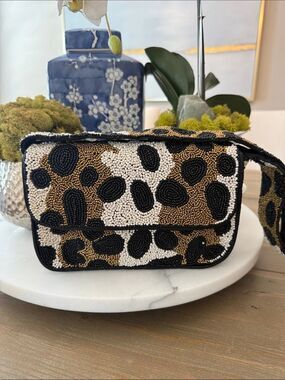 Rachel Zoe Beaded Handbag Animal Print